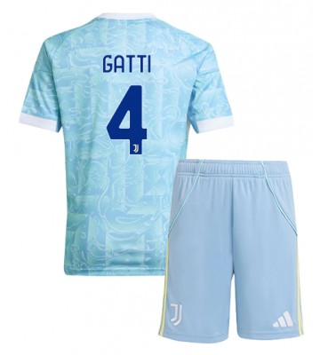 Lacne Dětský Futbalové dres Juventus Federico Gatti #4 2025-26 Krátky Rukáv - Preč (+ trenírky)